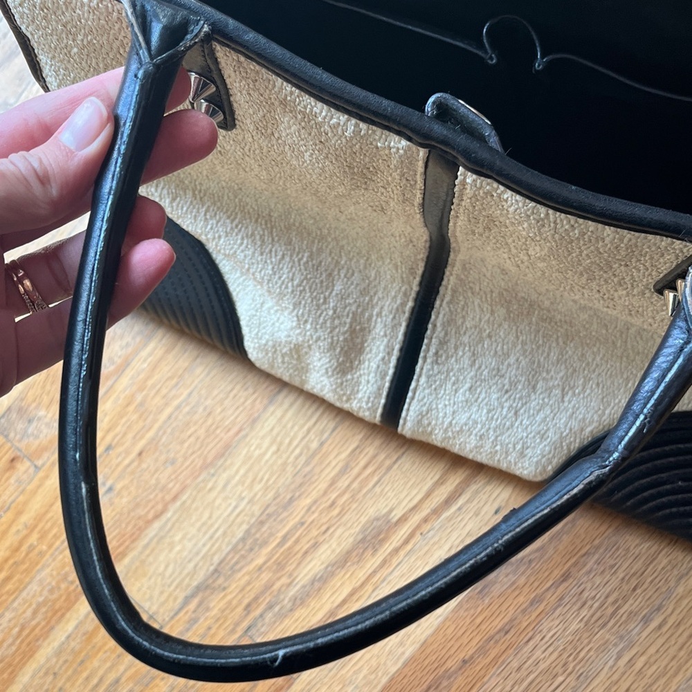 Rebecca Minkoff Chic Black and Cream Rattan Women's Tote Bag - Picture 7 of 10